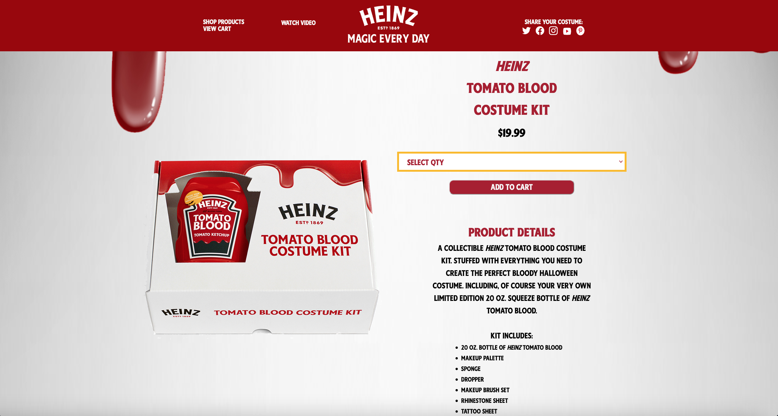 Heinz Tomato Blood Costume Kit